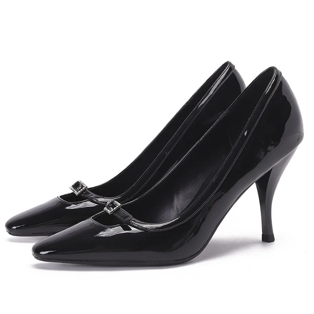 Great Quality 2023 New Genuine Leather Women's Shoes Black Party Lady Elegant Kitten Thin High Heels Modern Lady Basic Pumps