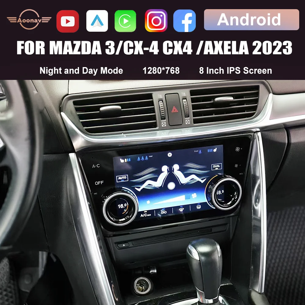 

Новейшая панель переменного тока для Mazda 3/Φ CX4 /Axela 2023, Android, ЖК-дисплей, задняя зеркальная стереосистема, ручка управления экраном автомобиля