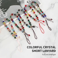 mobile phone lanyard fashion crystal beaded phone charm key chain u disk work card hand straps cell phone hang rope universal