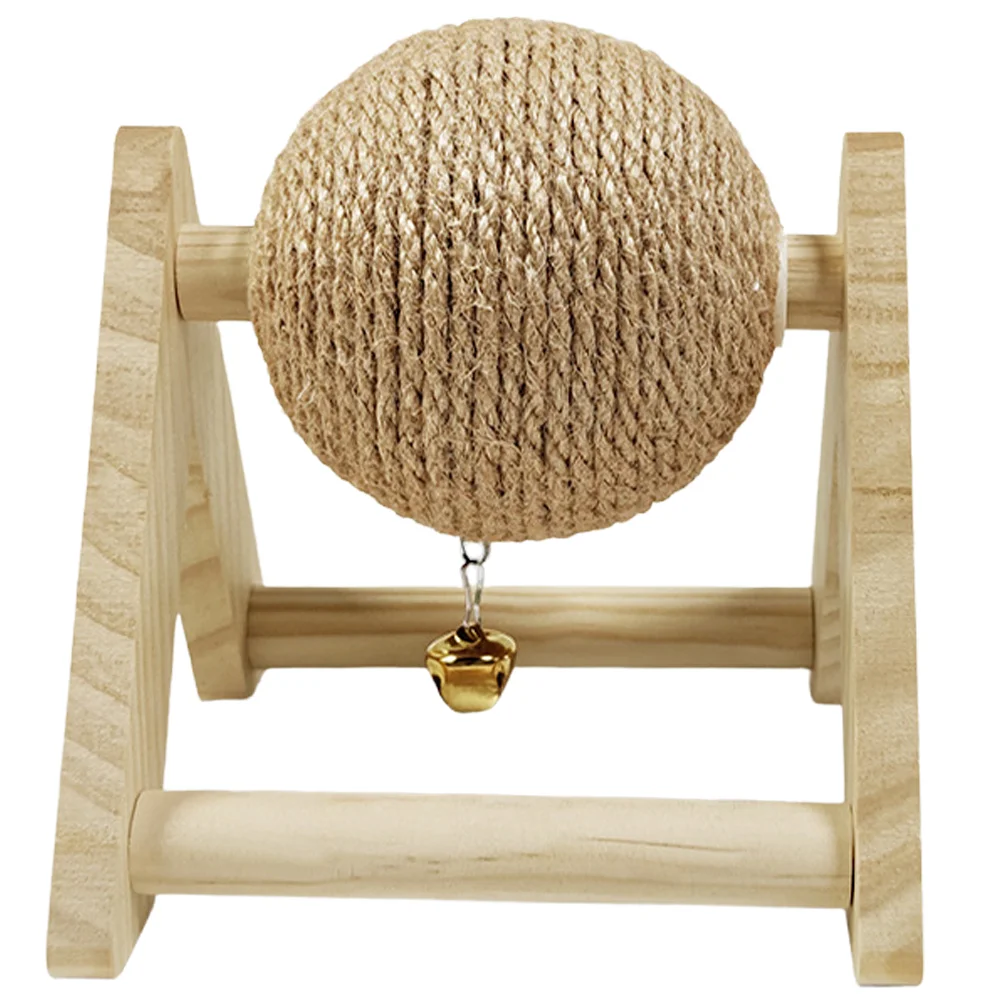 

Pet Toy Cat Scratching Ball Dribble Post Scratcher Wooden Scratchers