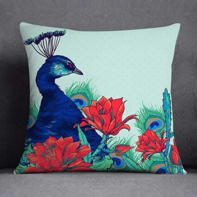 

Декоративная наволочка с изображением павлиньих перьев, квадратная наволочка, искусственная наволочка, 45 см * 45 см