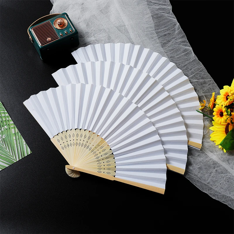 

20-50pcs wedding hand fan gift decoration Can printing name hand-painted foldable paper fan portable party wedding supplies