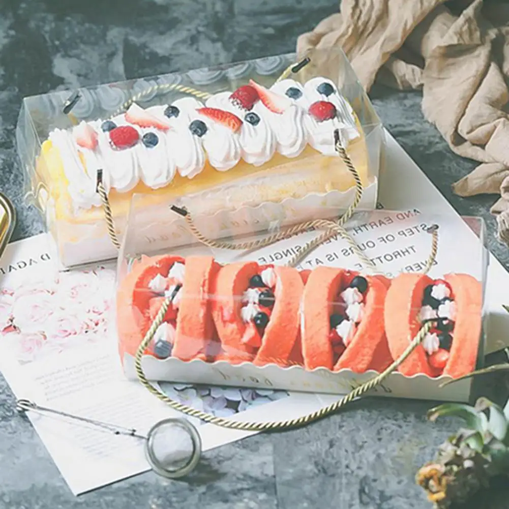

Practical Cake Holders Transparent Eco-friendly Clear Cake Swiss Roll Bags Cake Bags Cake Containers 10Pcs