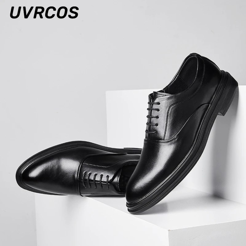 Men Dress Shoes Low Top Pointed Leather  Fashion Casual   Business Shallow Mouth Non-slip Flat Oxford  New