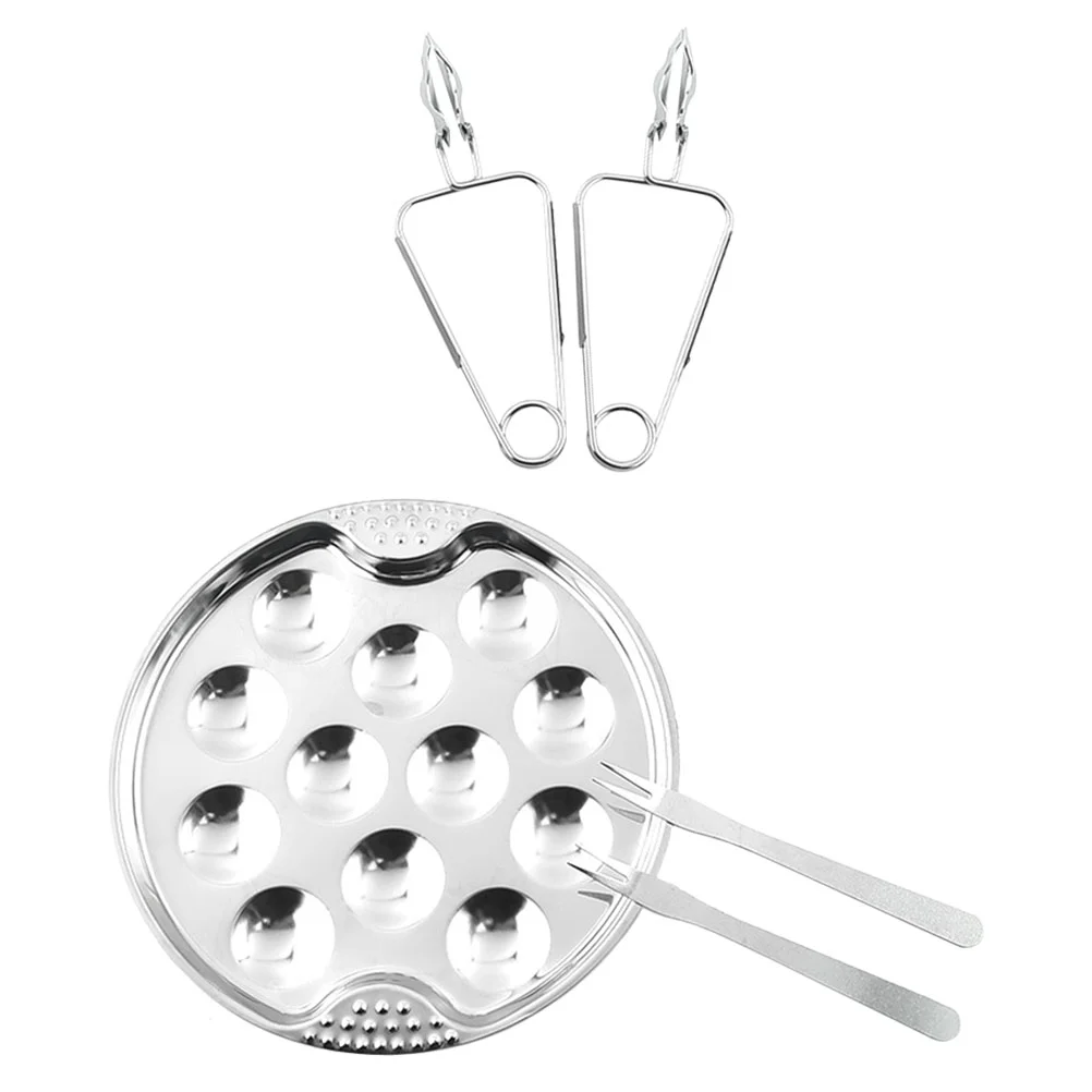 

Escargot Serving Tongs Accessory Tray Conch Plate Cookware Set Baked Snail Plate Disc Escargot Plate