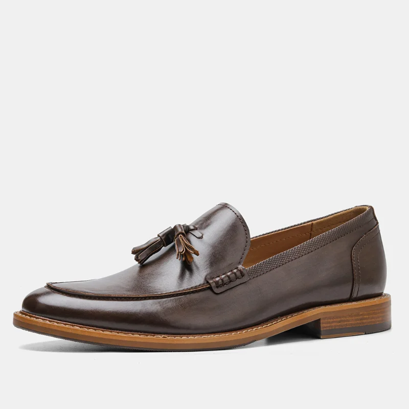 Business Shoes for Men 2023 New US Code Wood Grain Tassel Formal Men's Shoes Lefebvre Shoes A Footstool D5095