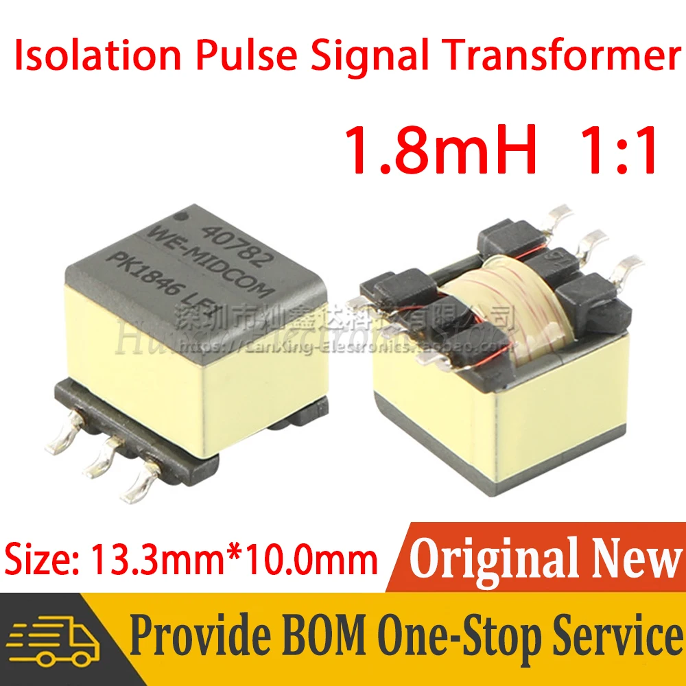 

2Pcs EE5.0 SMD Audio Transformer Inductance 1.8mH Turns Ratio 1:1 Isolation Pulse Signal Transformer Isolated Insulating