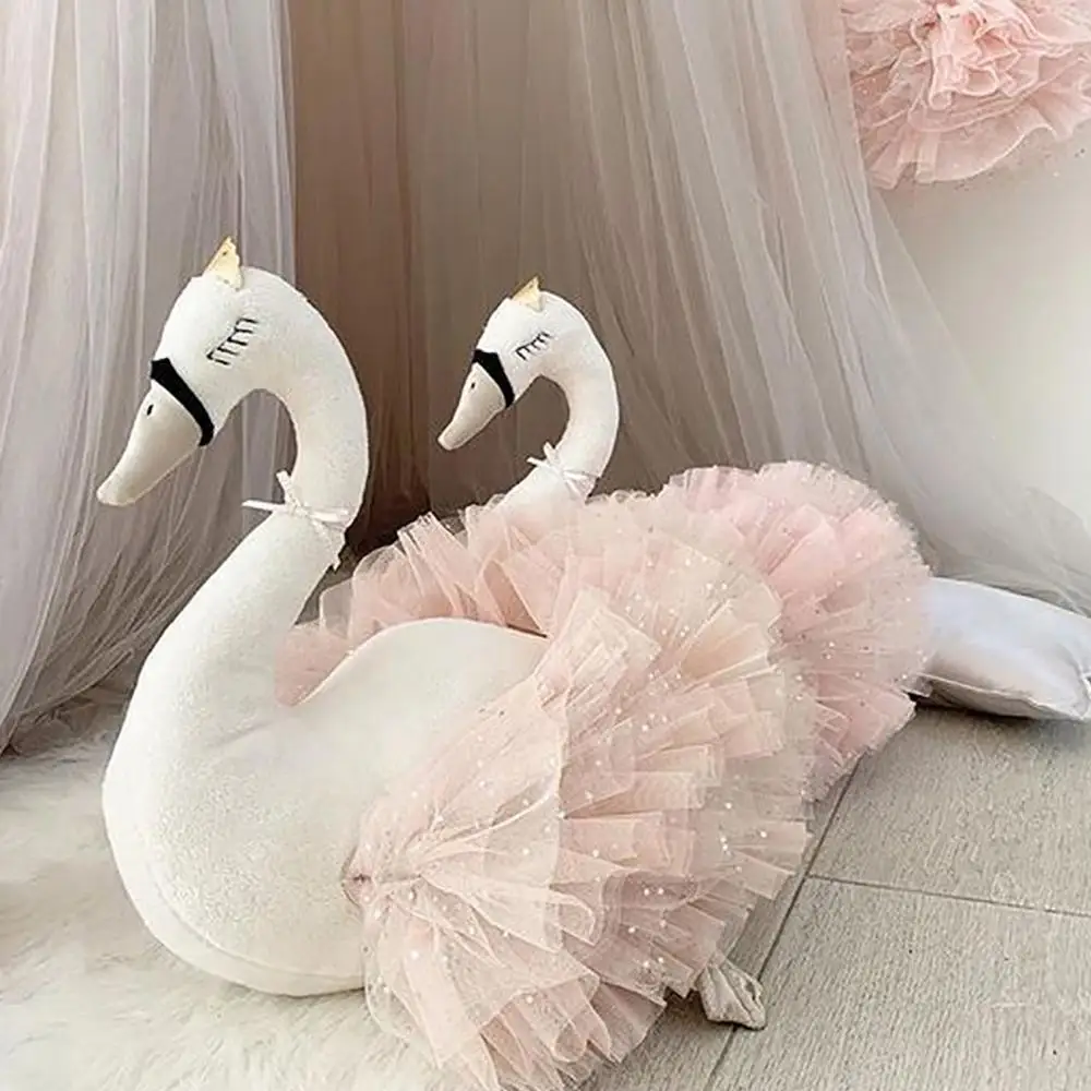 

Cute Gooses Duck Stuffed Doll Soft Animal Ballet Swan with Crown Kids Gift Toy
