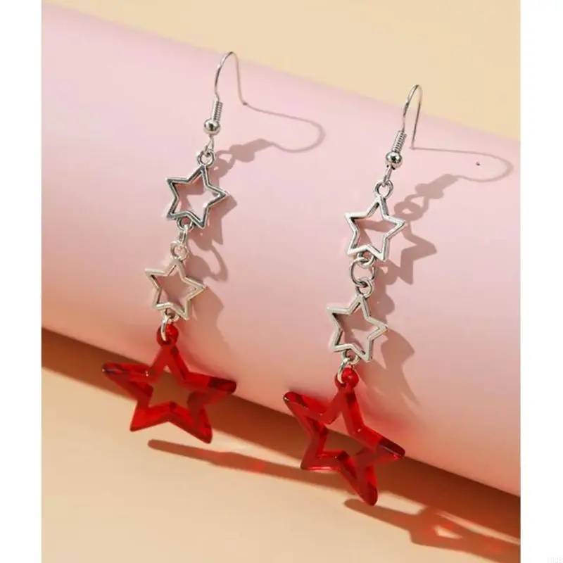 193E Star Dangle Серьги для женской девочки Long Hollow Fringe Sergring Jewelry Pentagrams Gist Gired