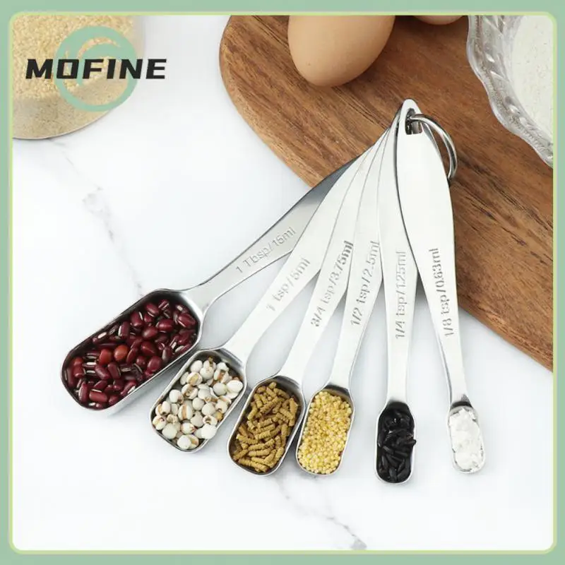 

6Pcs Stainless Steel Measuring Cups And Spoons Set Deluxe Premium Stackable Tablespoons Home Tools Kitchen Accessories New