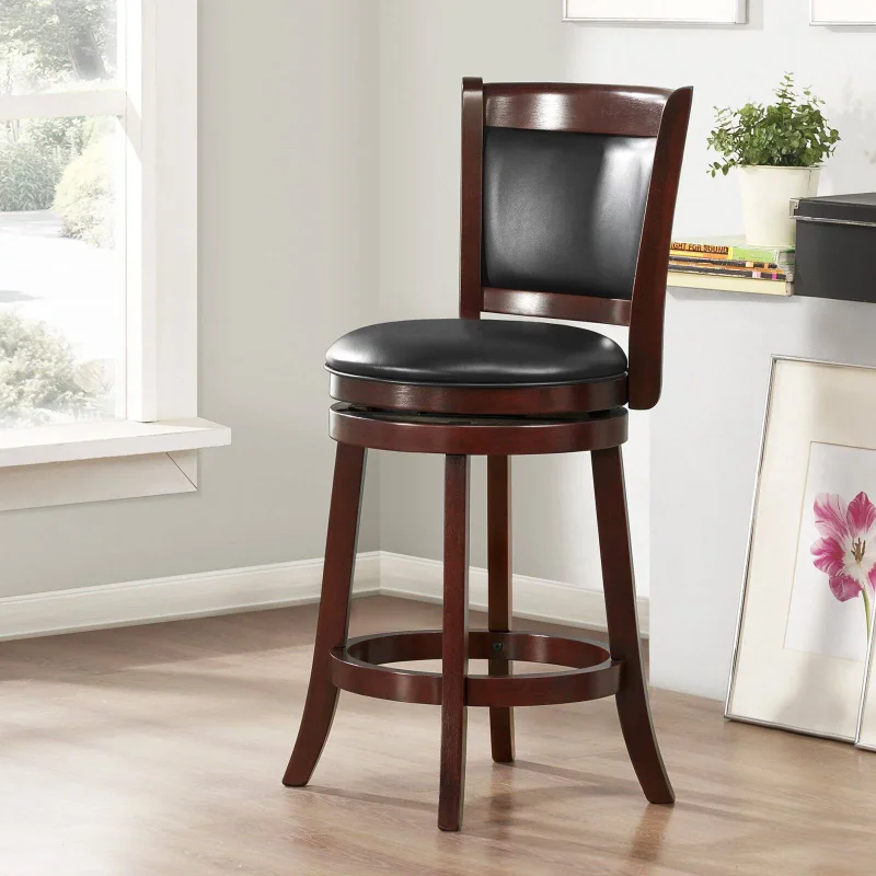 

Weston Home Bancroft 24 in. Swivel Cushion Back Stool with Faux Leather Cushion - Cherry