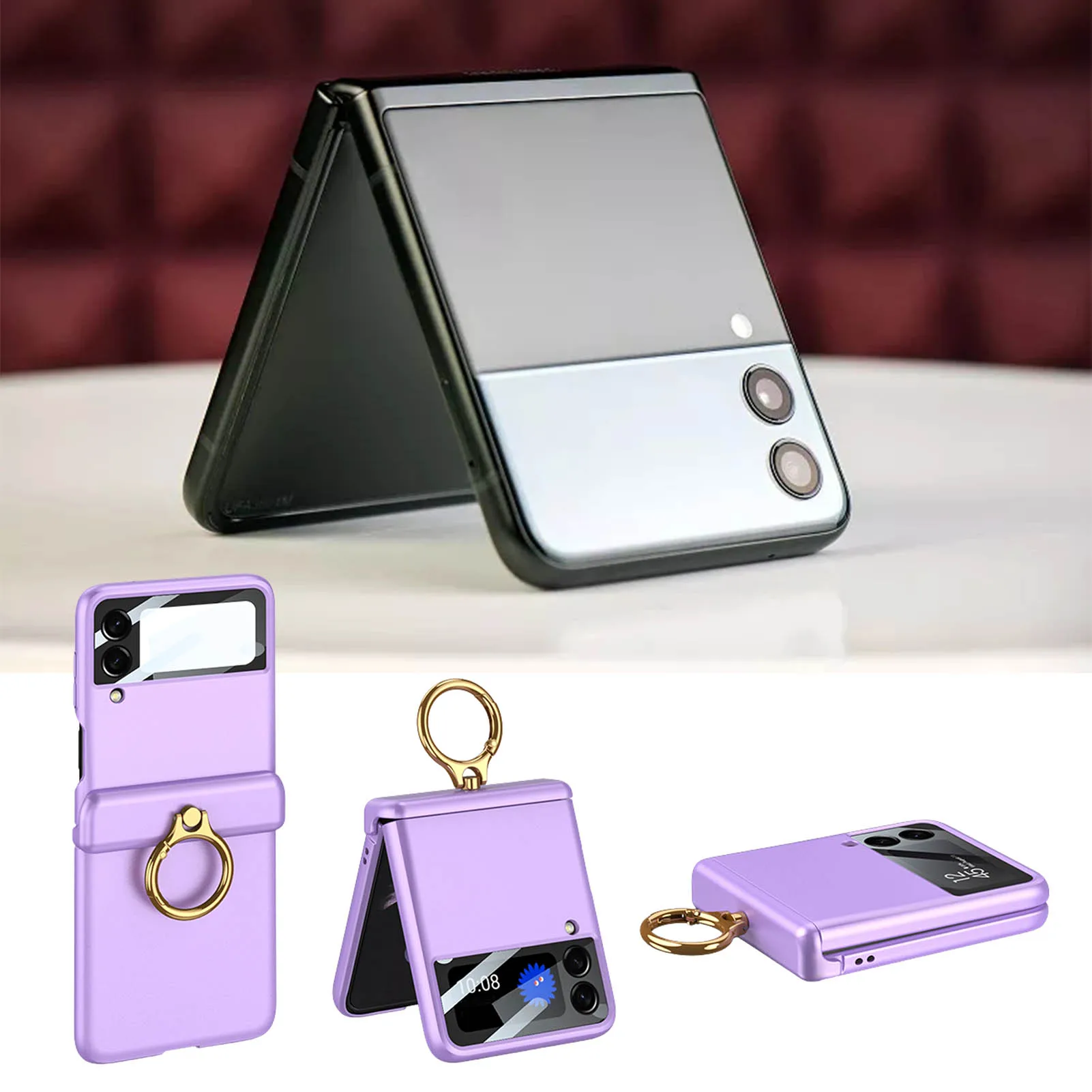 

Для Samsung Galaxy Z Flip3 5G чехлы для телефонов креативный с кольцом ультратонкий Прочный Магнитный защитный чехол с защитой от падения