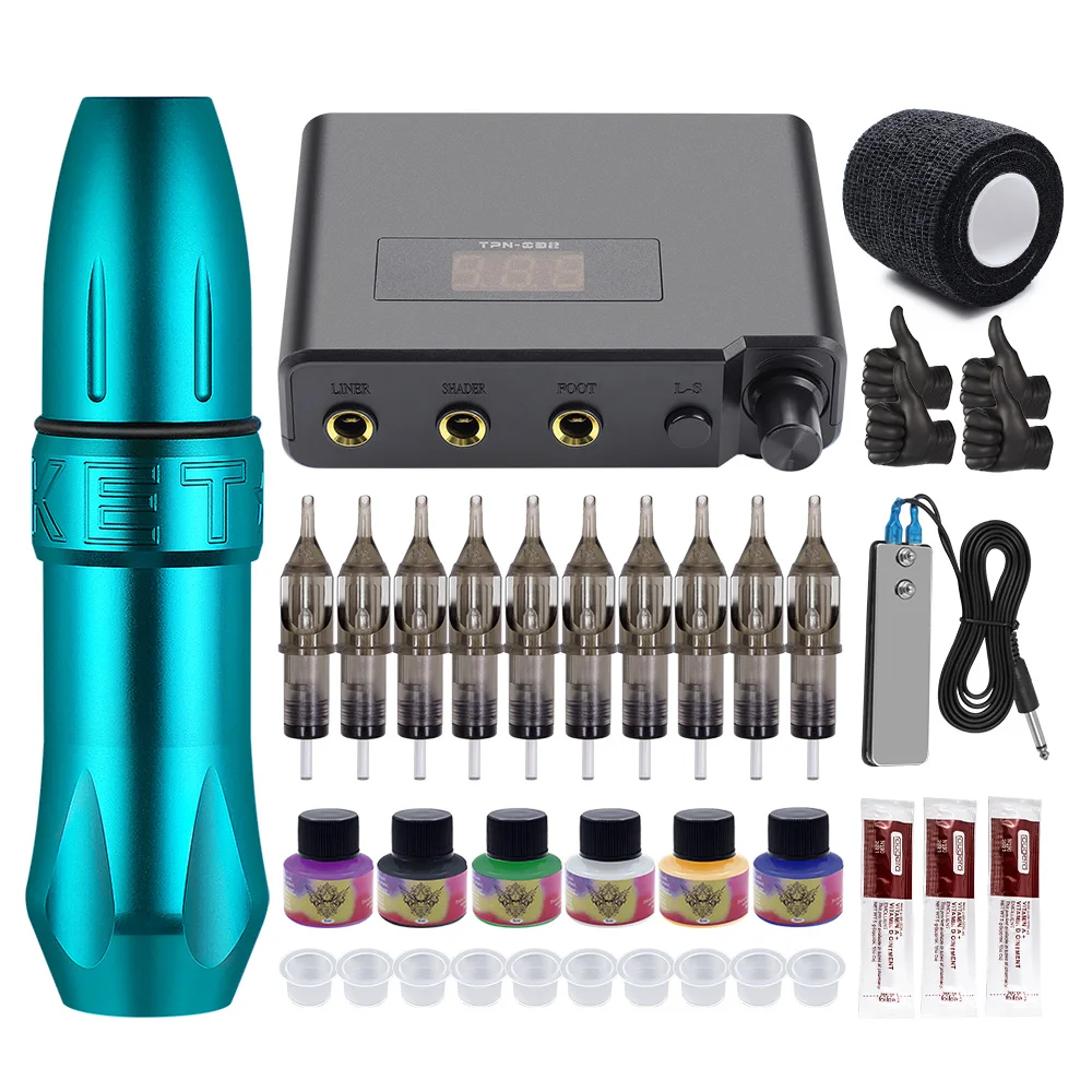 Complete Tattoo Machine Kits Tattoo Power Supply Rotary Pen with Cartridge Needles Permanent Make-up Machine for Tattoo Body Art