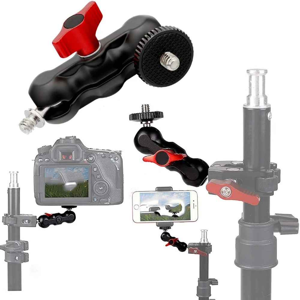 

360 Rotating Clip Tripod Head Mount Super Crab Clamp With 1/4" Screw Adapter for GoPro Hero Action Camera & Smartphone