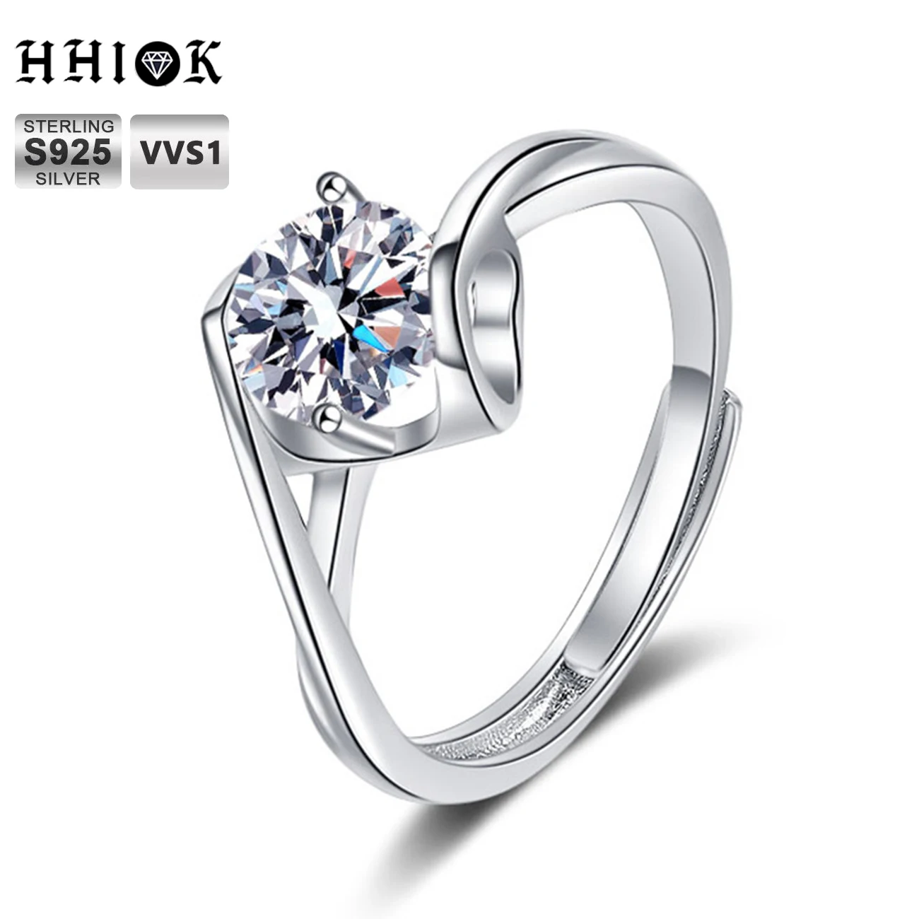 

HHIOK Personalized Fashion Fine Jewelry Women 925 Sterling Silver Engagement Wedding Moissanite Diamond Gemstone Rings