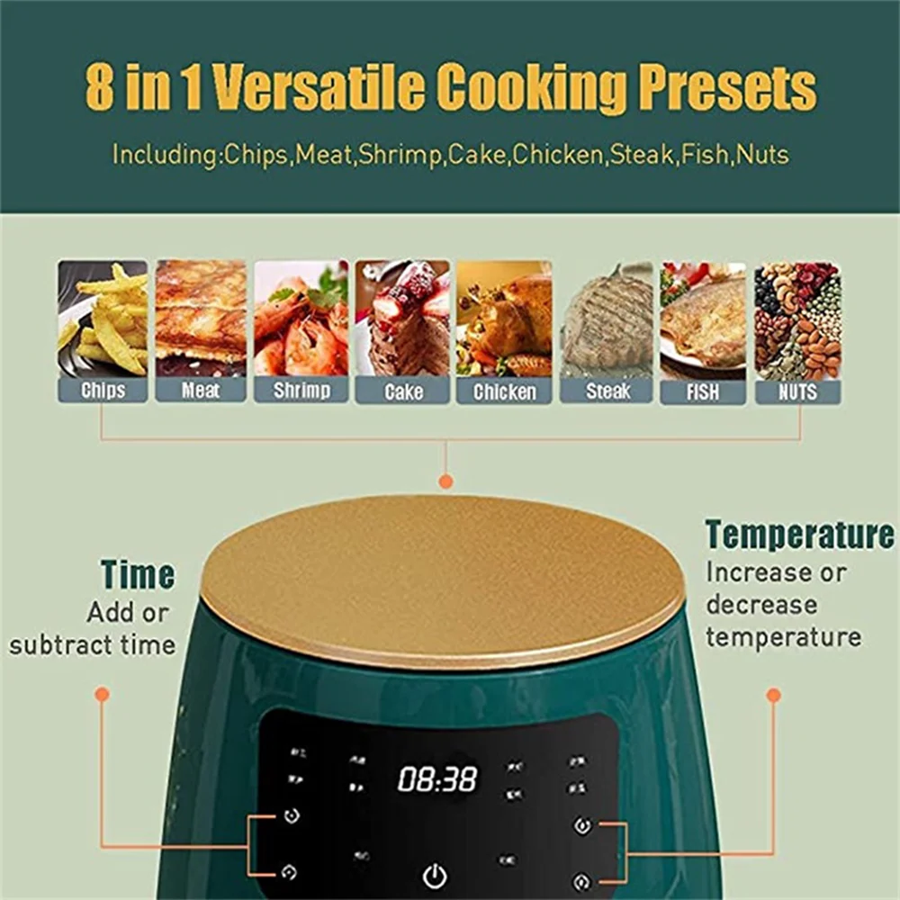 Air Fryer Oil Free Health Fryer Cooker 1400W 4.5L 110V/220V Multifunction Smart Touch LCD Deep Airfryer French Fries Pizza Bread enlarge