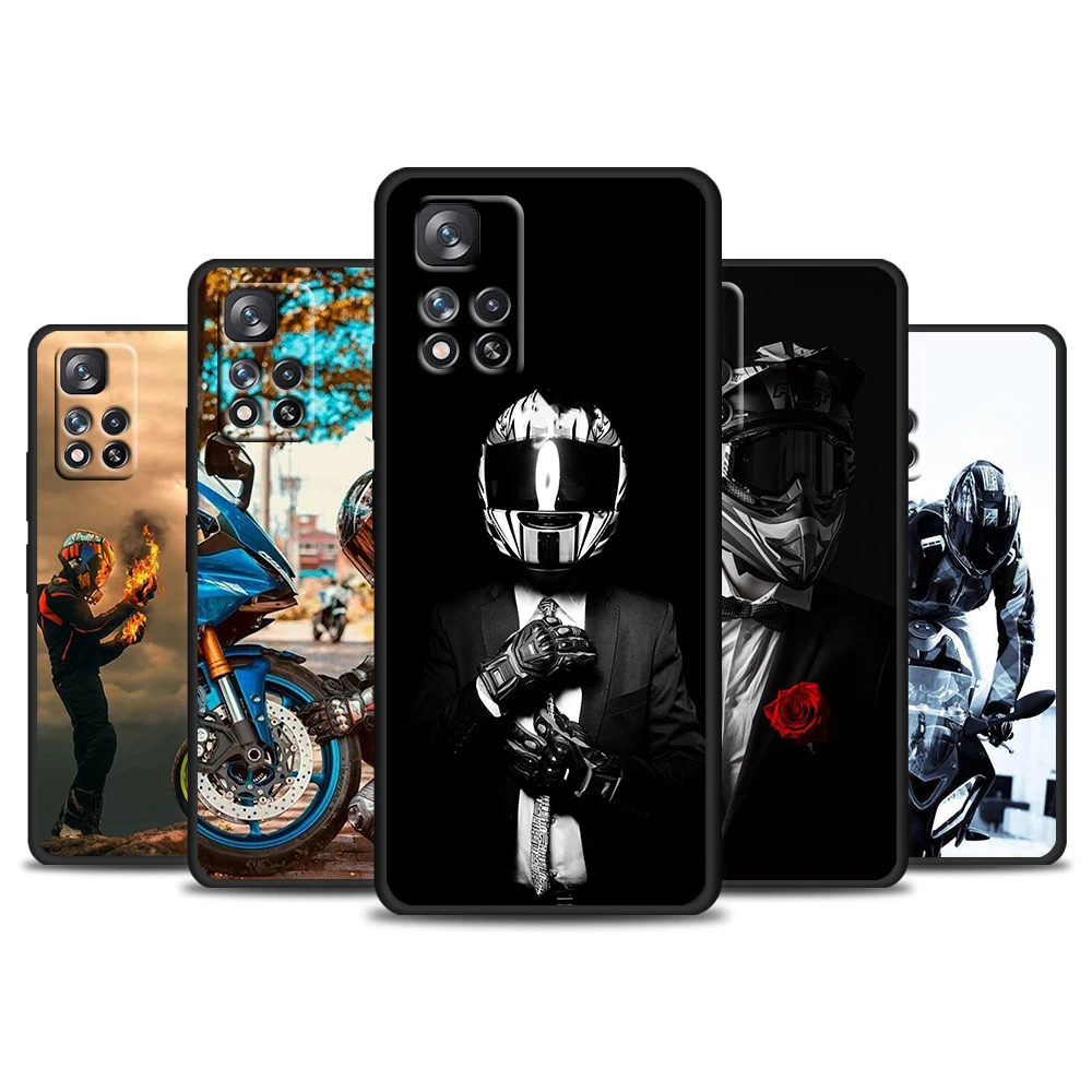 

Fashion Motorcycle Man For Redmi 10 9 9C 9A 8 8A 7 7A 6 6A 5 5A 4X 4G 5G Prime Pro Plus Silicone Soft Black Phone Case