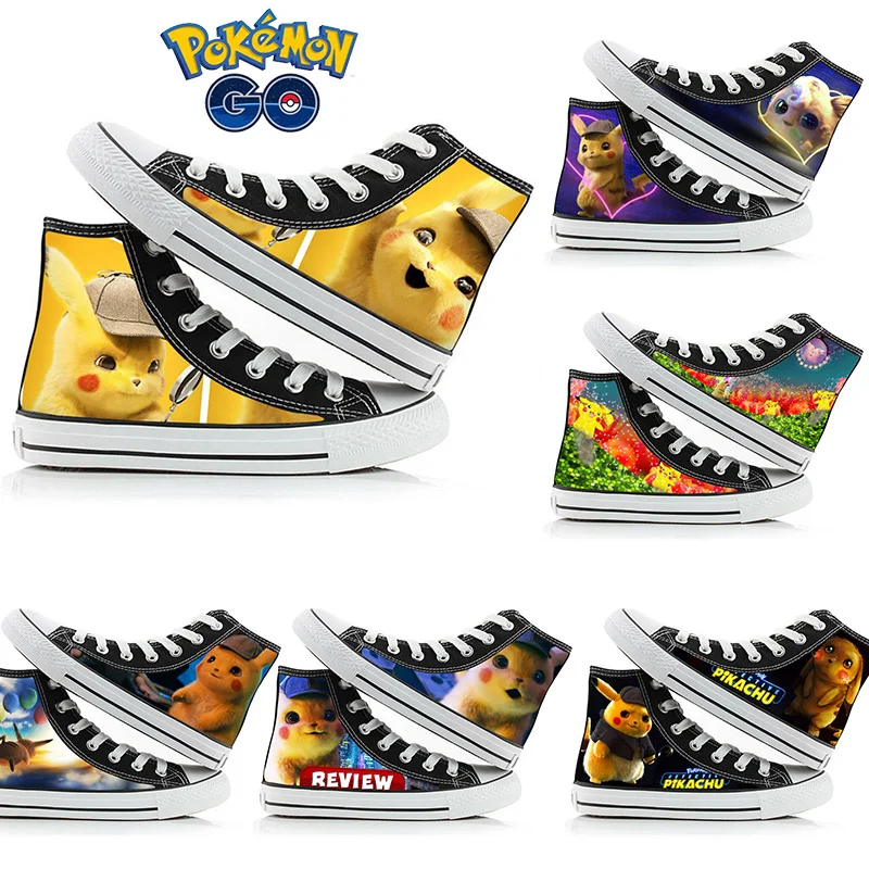 

New Anime Pokemon Pikachu Canvas Shoes Print High Top Canvas Sneakers Casual Shoes Cartoon Cosplay Shoes Non-slip Comfortable