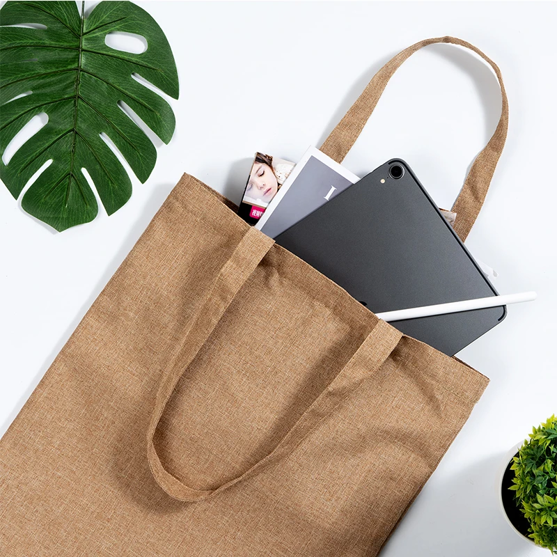 Women Linen Shopping Bag Casual Large-capacity Letter Initial Name Pattern Printed Canvas Shoulder Reusable Tote |