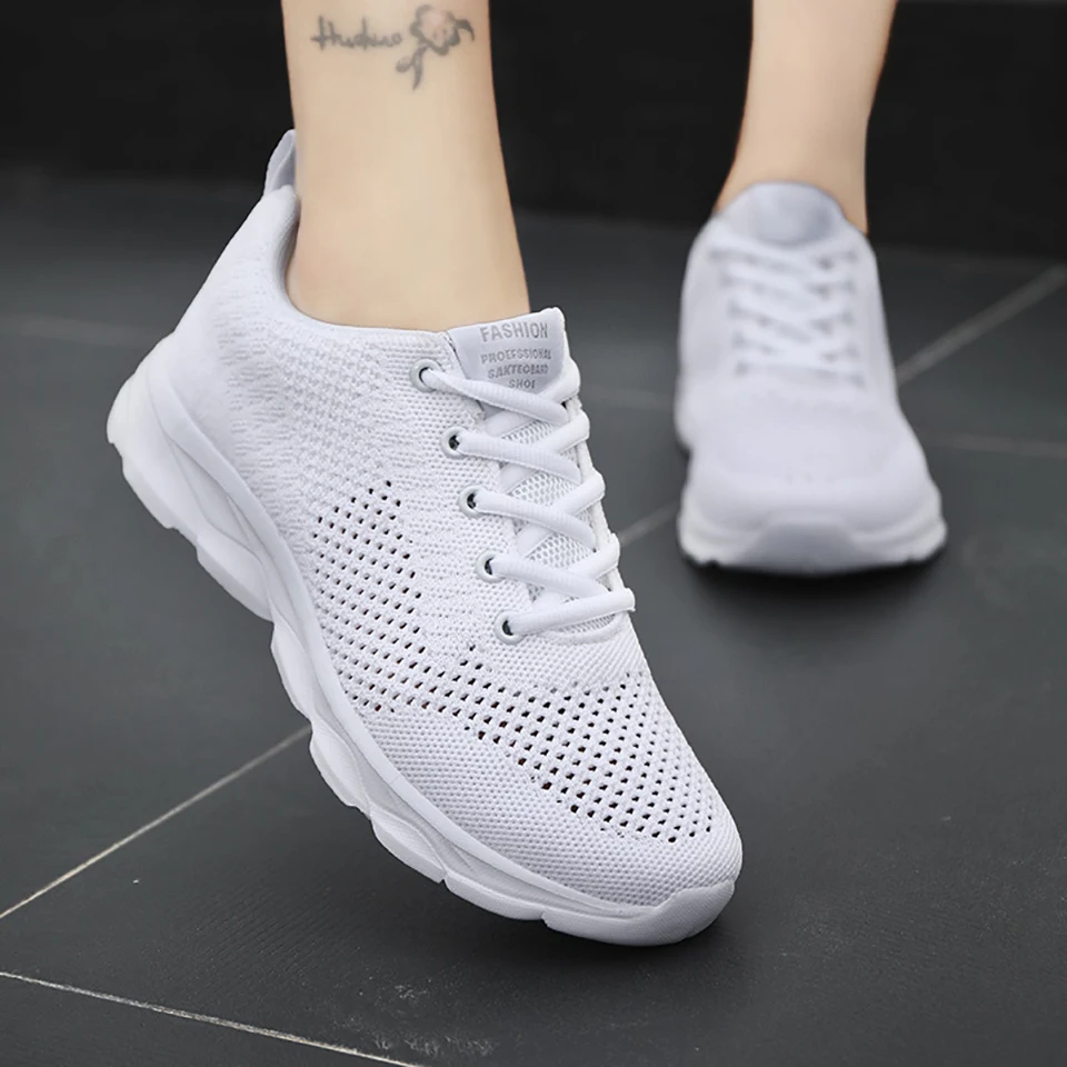 Loekeah Fashion Women Casual Shoes Breathable Lightweight Mesh Running Shoes Lace-Up Outdoor Sneaker Comfortable Footwear Tennis