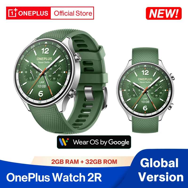 Фото 2024 OnePlus Watch 2R Глобальная версия Смарт-часы 1,43 дюйма AMOLED Snapdragon W5 Чипсет До 100 часов автономной работы Google Wear OS №1