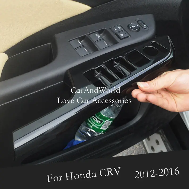 Panel para Reposabrazos de puerta Interior, cubierta de cristal para interruptor de elevación de ventana, decoración de botones, accesorios para coche, para Honda CRV CR-V 2012-2016