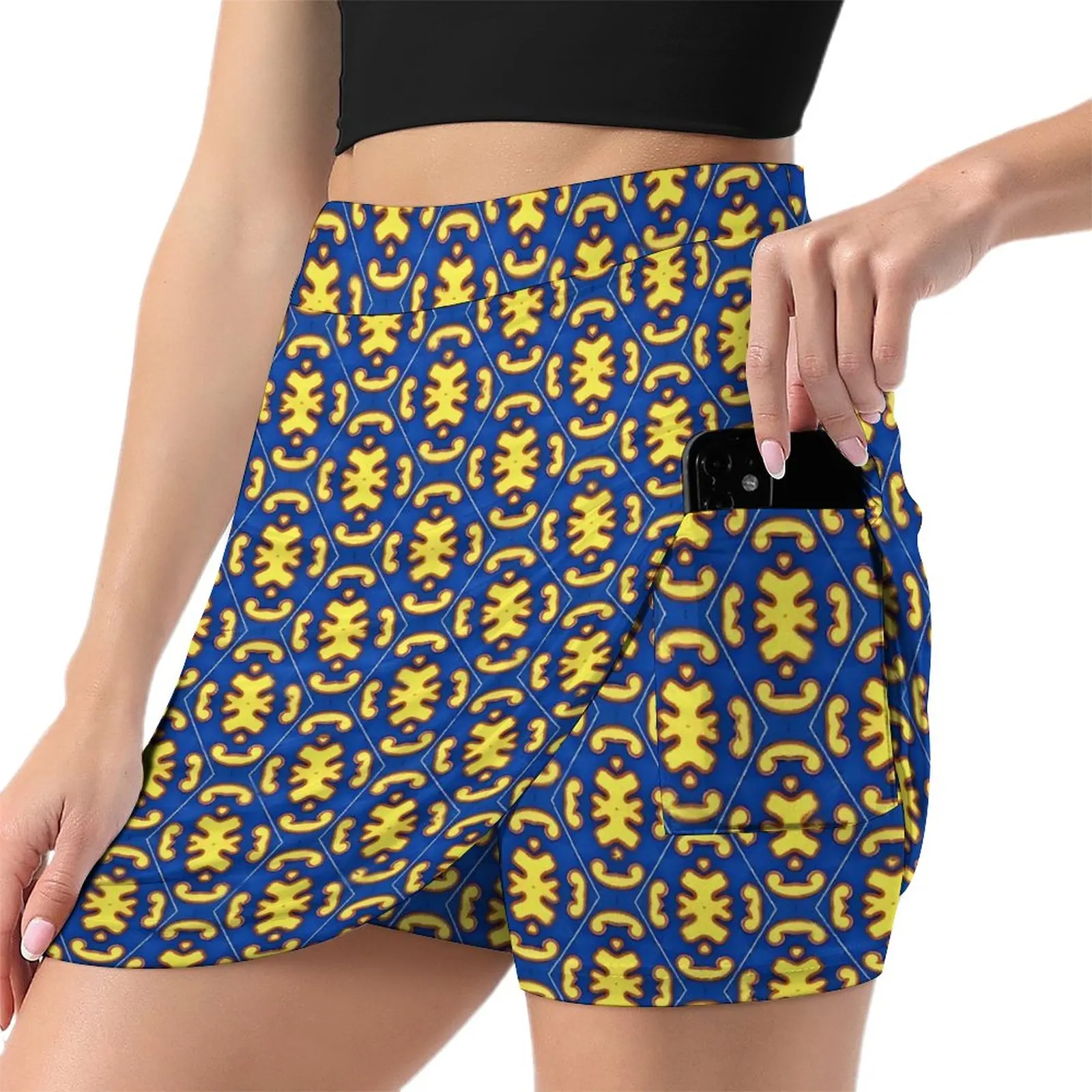 

Crazy Baroque Chiffon Skirt Blue Yellow Streetwear Casual Skirts Women Elegant A-line Skirt Design Clothing Birthday Gift