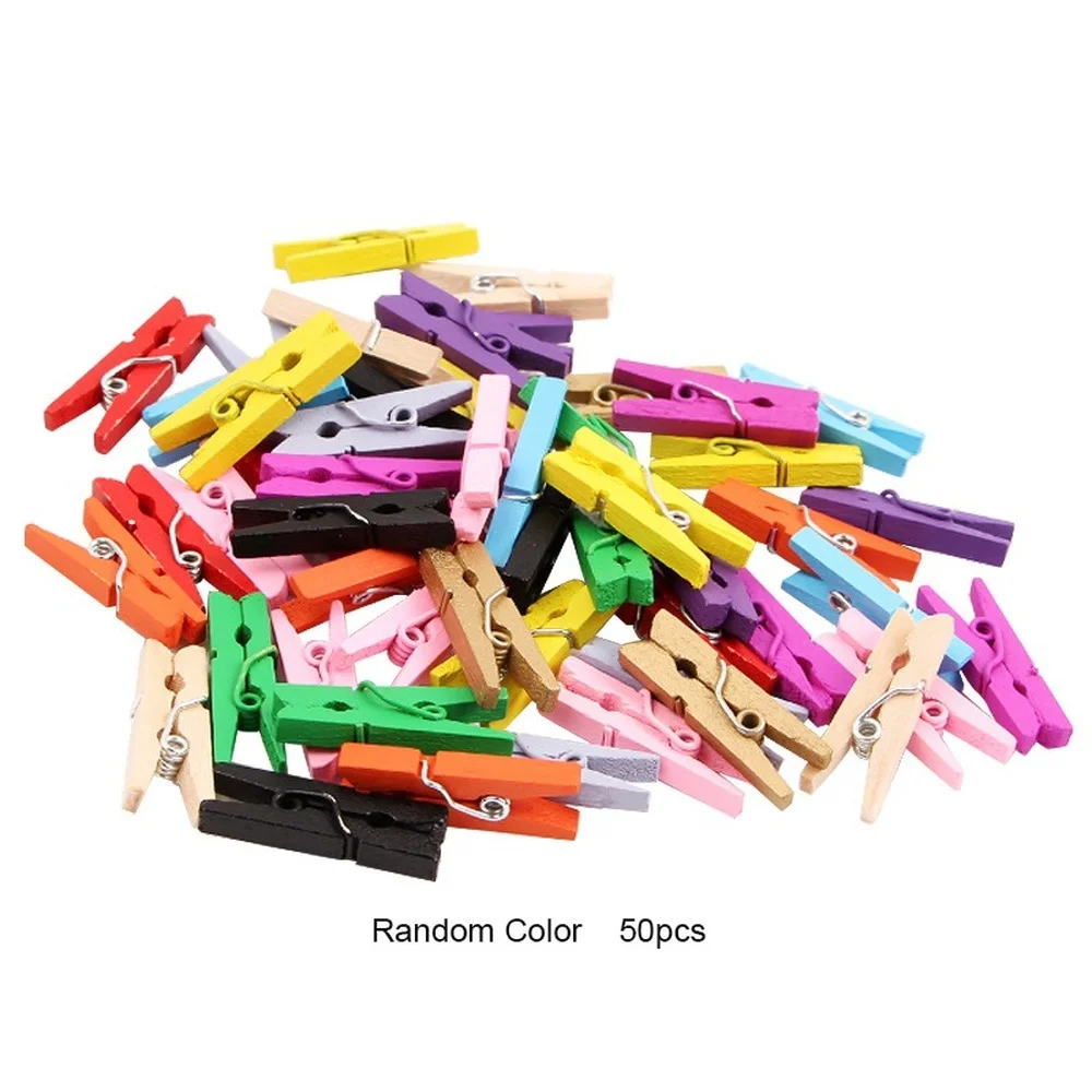

50pcs Small Size 2.5cm Mini Natural Wooden Clips For Photo Clips Clothespin Craft Decoration Clips Pegs