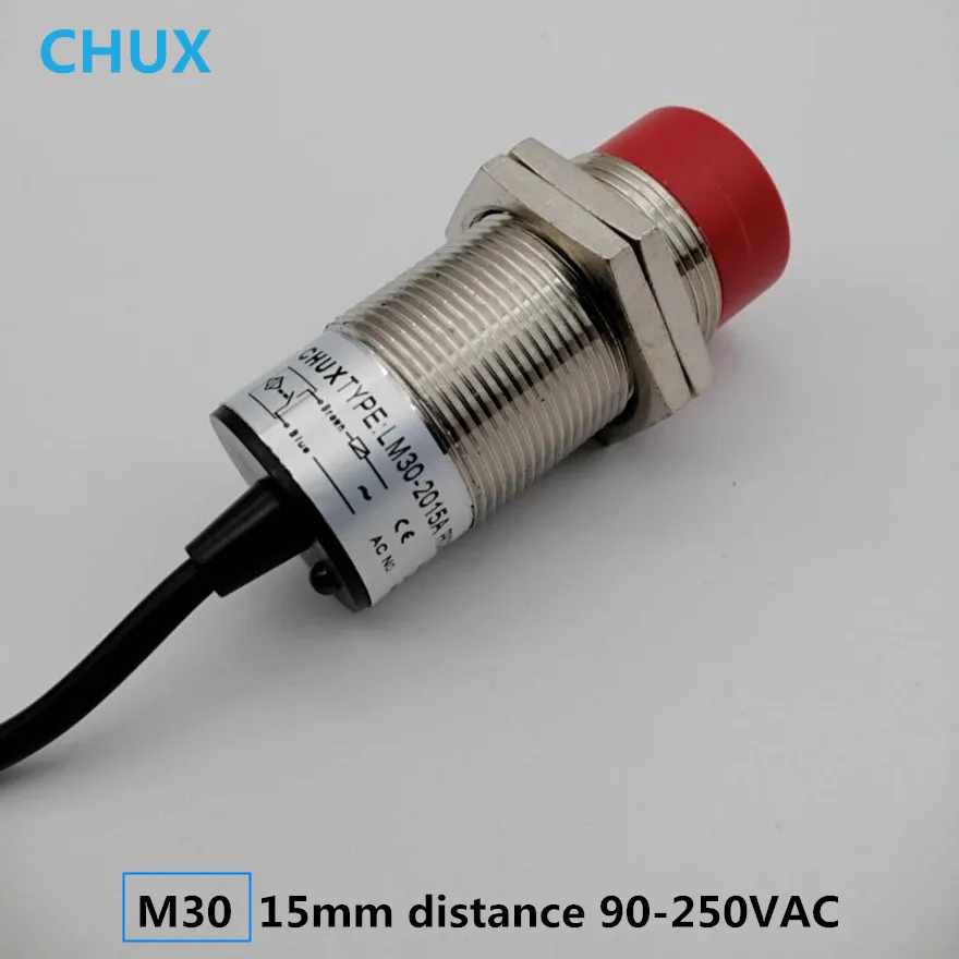 

CHUX 30mm Inductive Proximity Switch AC 220V NO NC Metal Case Non-flush Type 15mm Detection Sensor