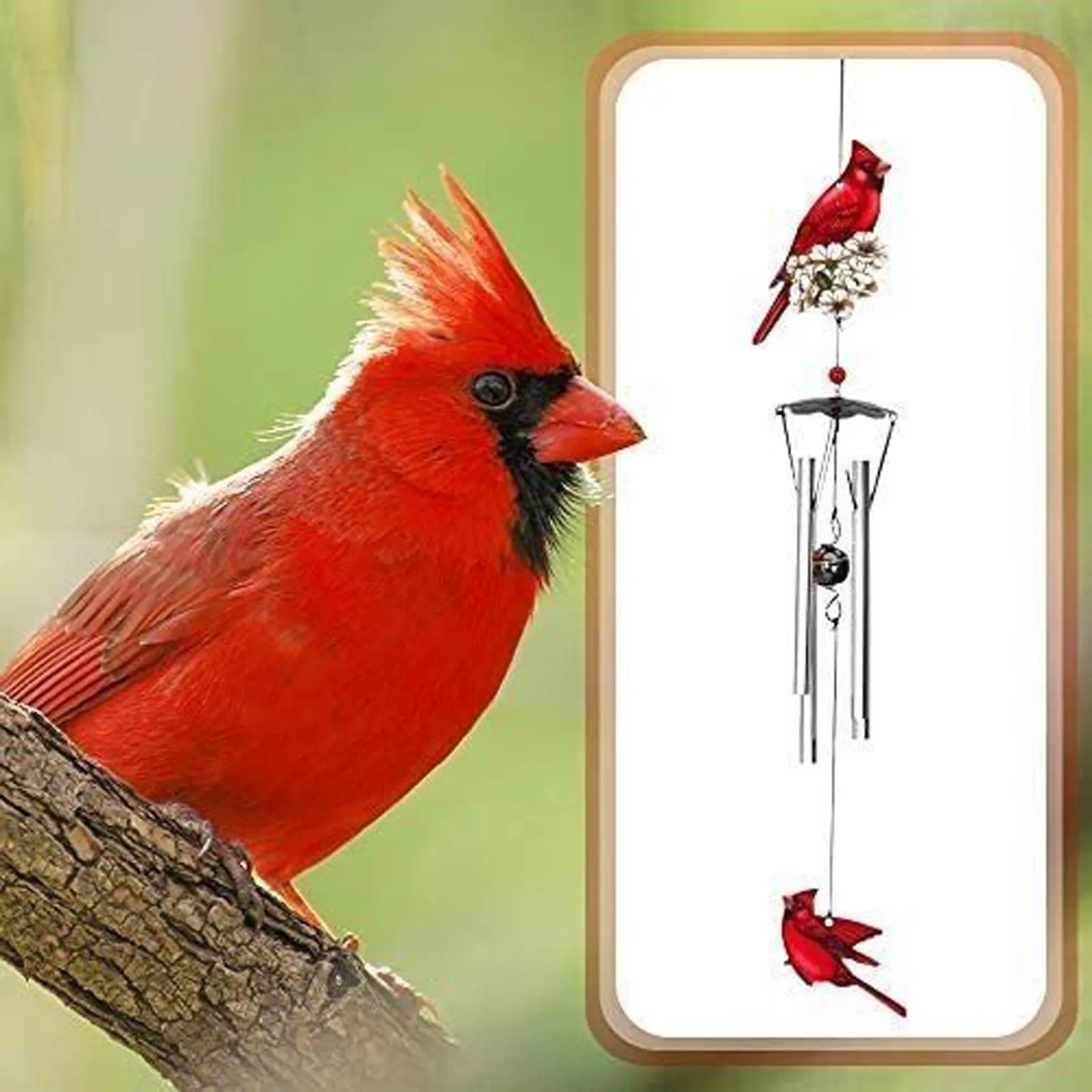 

2022 garden pendant decoration red parrot Card Outdoor Decorative Wind Chimes outdoor balcony windowsill meditation ornaments