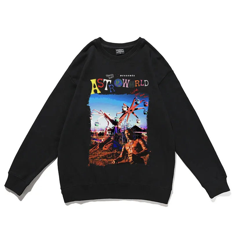 

Свитшот Трэвис Скотт Astroworld с портретом, пуловер с графическим принтом, повседневный Свободный свитшот унисекс в стиле хип-хоп С КАКТУСОМ и Д...