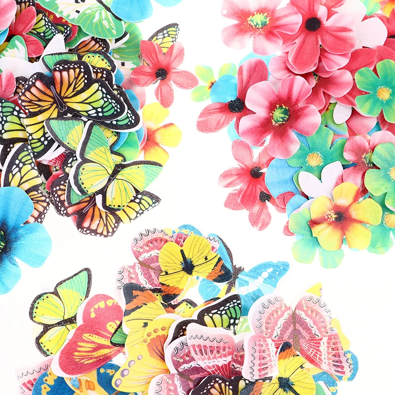 

Mixed Edible Flowers Butterfly Wafer Rice Paper Cake Toppers Decorating Tool