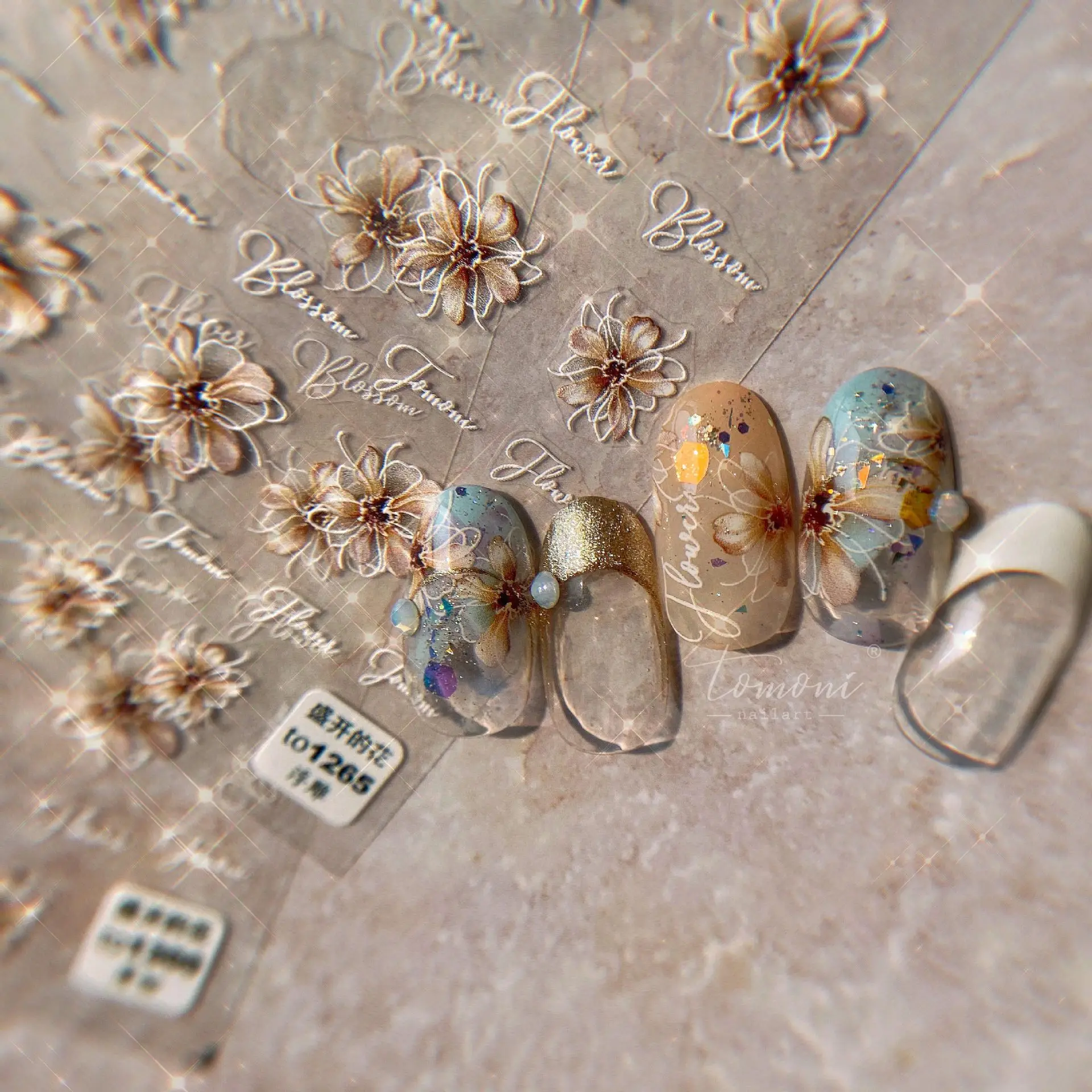 

Korean Flowers Nail Stickers 5D Adhesive Slider Press on Decals Nails Art Decorations Manicure 2022 Designer Accessories