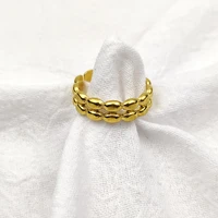 new rings for women personality design punk style bead chain stainless steel open adjustable rings man luxury gold jewelry gifts