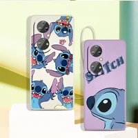 lilo stitch disney cute phone case for huawei p50 p40 p30 p20 pro lite e y9s y9a y9 y6 y70 nova 5t 9 5g liquid rope cover