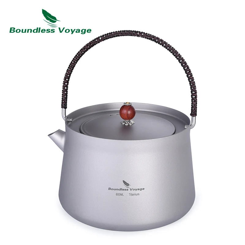 

Boundless Voyage Outdoor Camping Titanium Kettle with Filter Anti-scalding Handle Lid for Water Coffee Tea 800ml