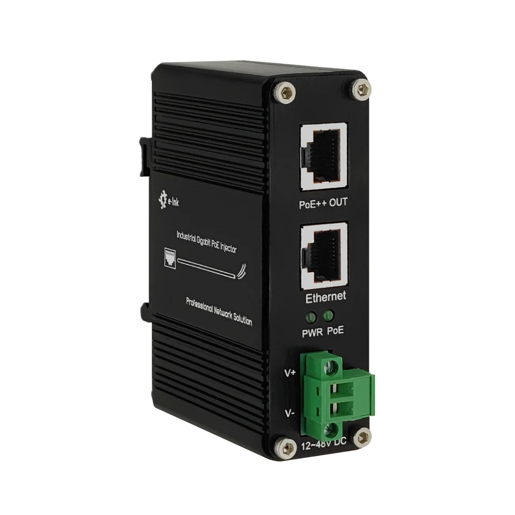 Industrial Single-Port 10/100/1000Mbps 802.3bt PoE++ Injector (95W, -40~80C, 12~48V DC)