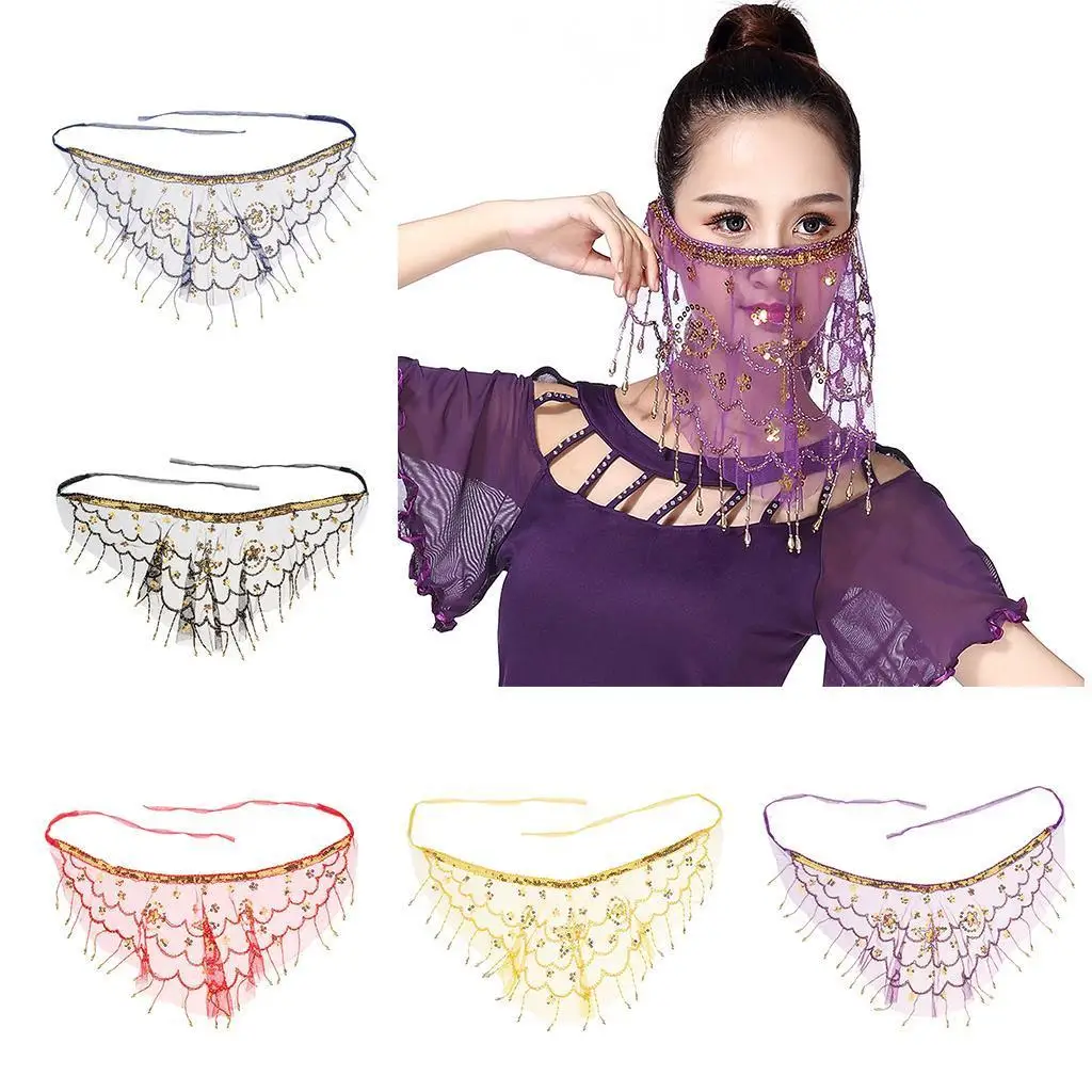 

5 Colors Halloween Party Belly Veil Stage Performance Wear Veil