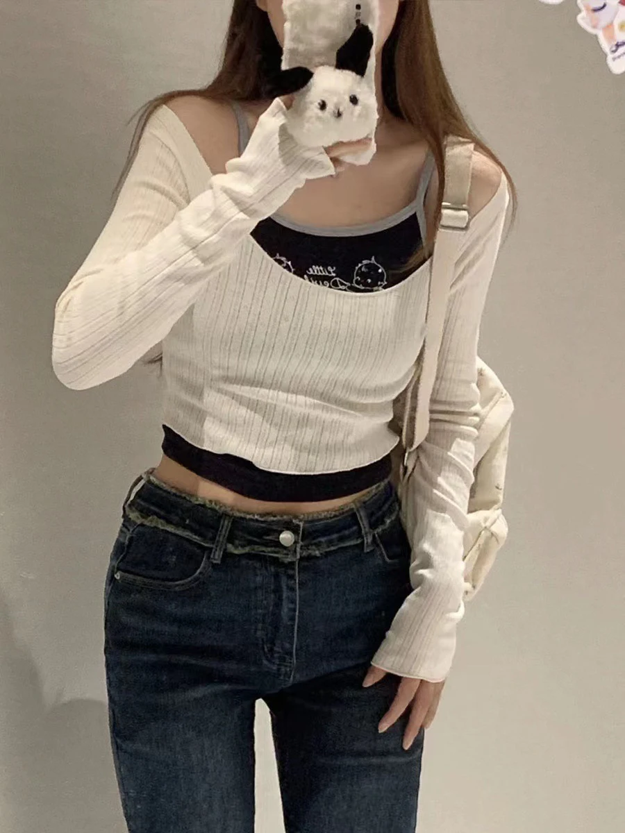 

Трикотажный свитер бежевого цвета, Женский однотонный Повседневный пуловер с длинным рукавом, футболка, уличная одежда, винтажные базовые Топы для женщин