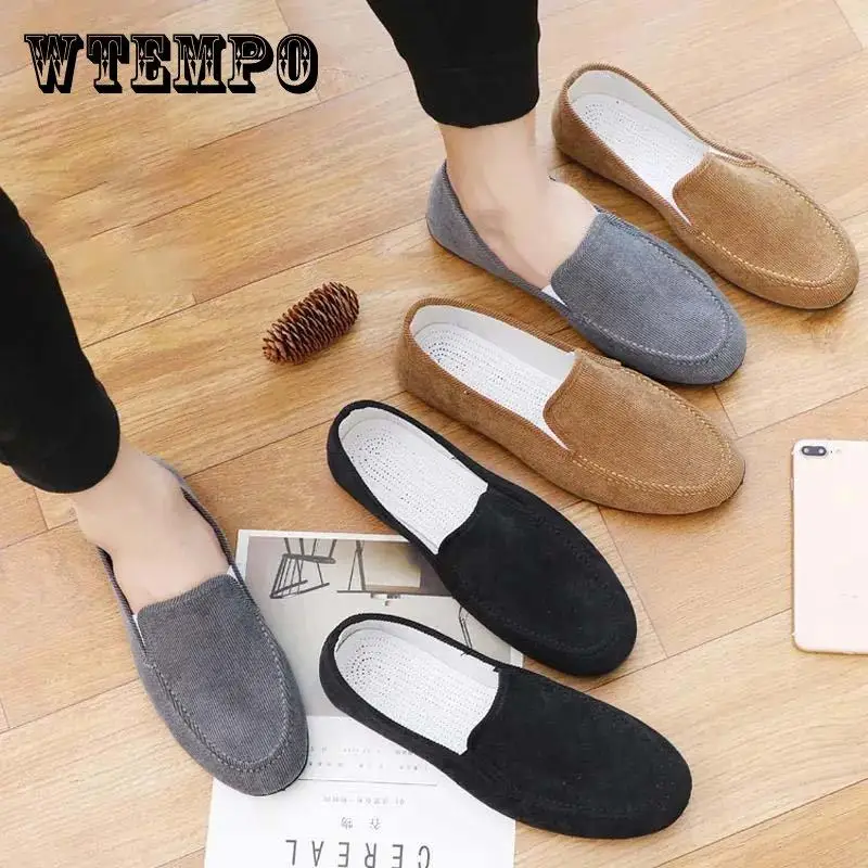 

WTEMPO Man's Loafers Shoes Flats Fabric Slip-ons Men Gommino Driving Shoes Fashion New Summer Soft Sloe Lightweight Moccasins