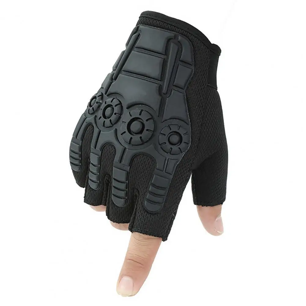 

Sturdy 1 Pair High-quality Sun-proof Fitness Fingerless Gloves Lightweight Tactical Mitten Wear-resistant for Outdoor