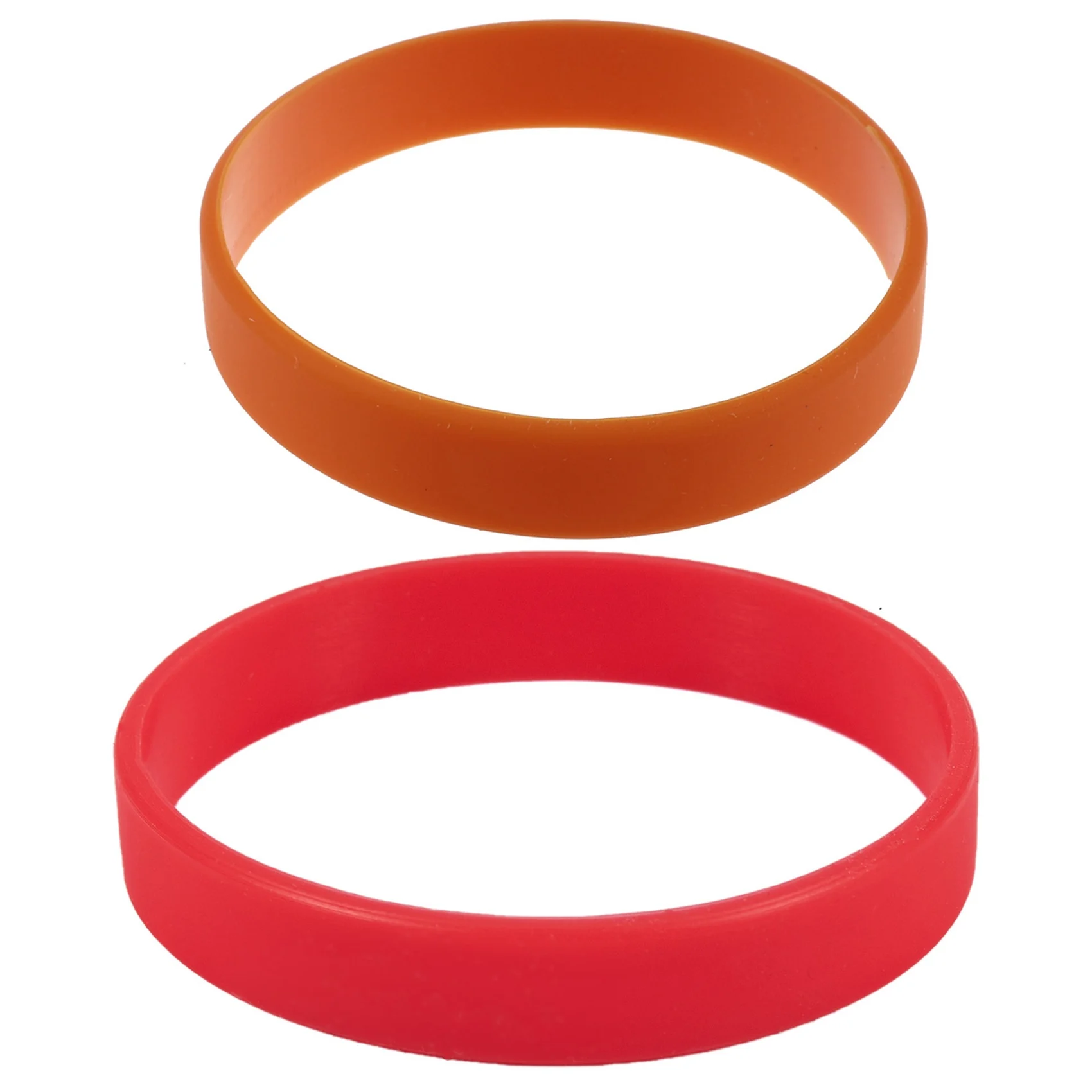 

2PCS Fashion Silicone Rubber Elasticity Wristband Wrist Band Cuff Bracelet Bangle, Red & Orange