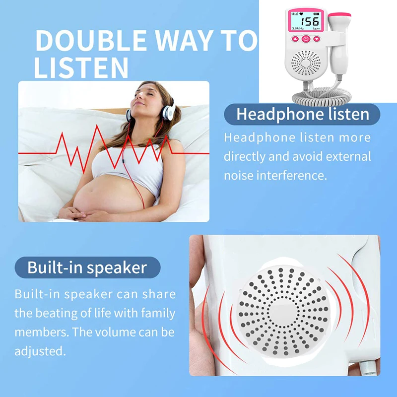 Допплер 3 МГц монитор сердечного ритма плода бытовой портативный детектор для