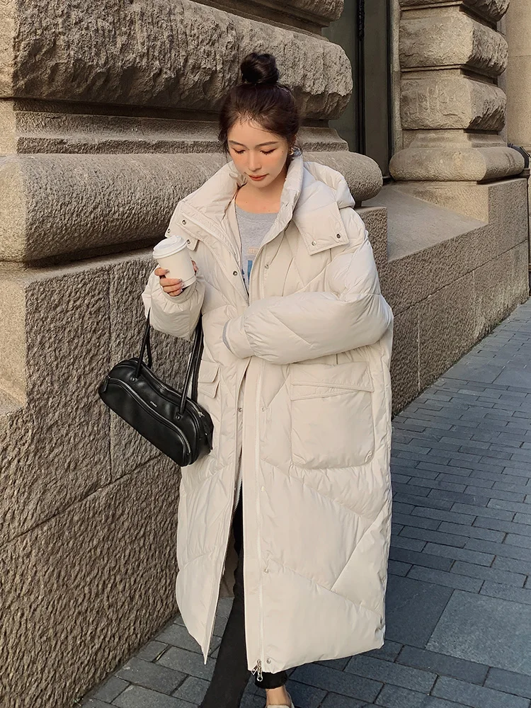 -30 degrees Winter Women Long Parkas Jackets Casual Hooded Thick Warm  Big Pocket Loose Coat Female Outwear Hat Detachable Parka