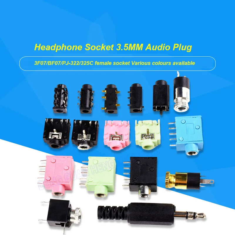 

3,5 мм аудиоразъем для наушников 3F07 разъем BF07 металлическая головка PJ-322 вертикальный 5-контактный адаптер для подключения