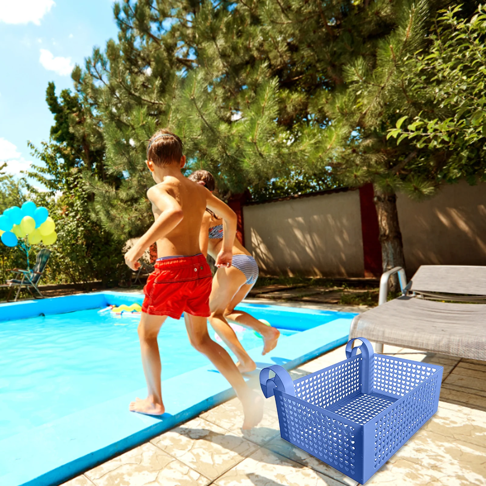 

Poolside Storage Basket - Plastic Removable Above Ground Swimming Pool Accessory