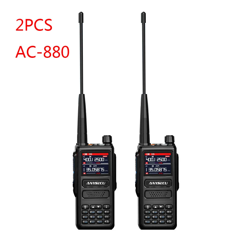 2PCS ANYSECU AC-880 10W Two Way Radio NOAA Weather Alert Walkie Talkie UHF VHF FM Radio DTMF Encoding Function