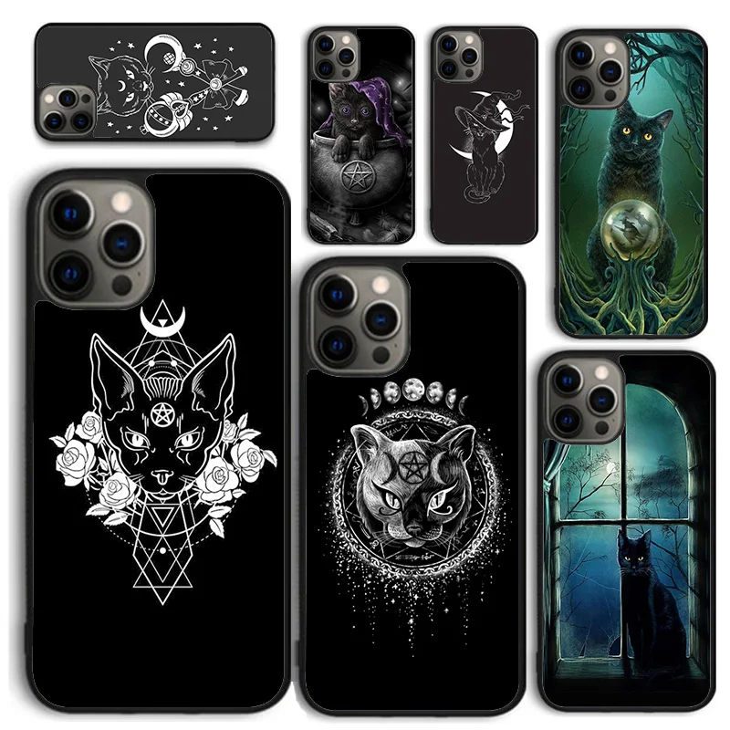 Цветной милый телефонный чехол Witch and cat для iPhone 15 14 12 13 mini 6 7 8 PLUS X XS XR 11 PRO MAX SE 2020