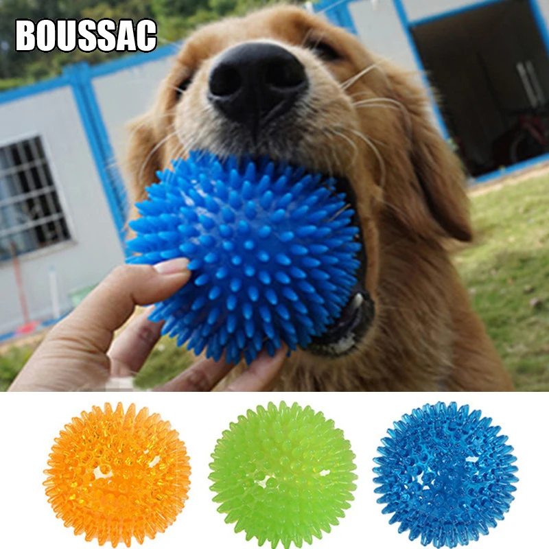 Dog Toys Cat Puppy Sounding Toy Polka Squeaky Tooth Cleaning Ball TPR Training Pet Teeth Chewing Toy Thorn Balls Accessories