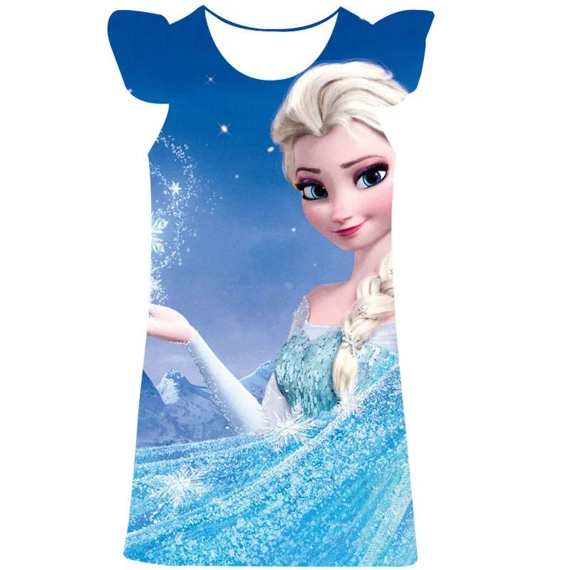 

Платье принцессы Эльзы, летнее платье для девочек, новинка 2022, детское платье с коротким рукавом в западном стиле, платье Эльзы замороженной